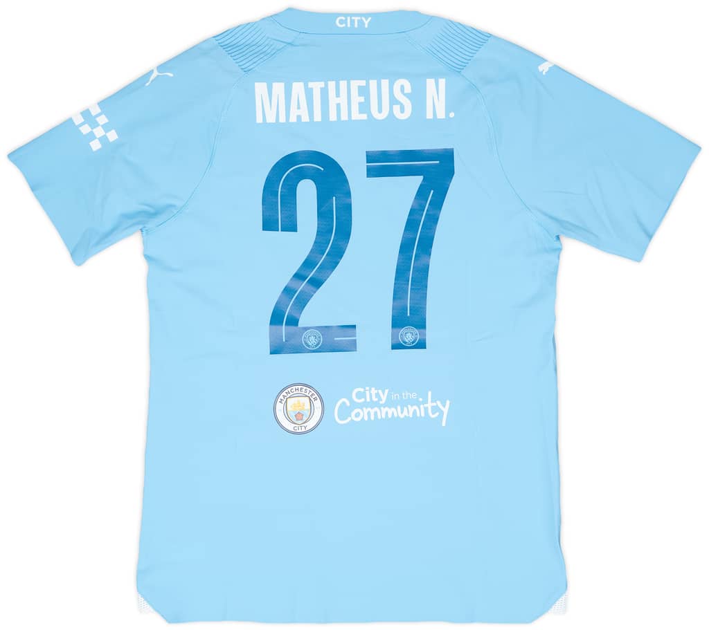 2023-24 Manchester City Match Issue FA Cup Final Home Shirt Matheus N. #27