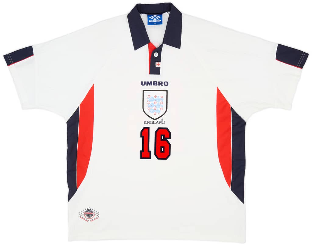 1997-99 England Home Shirt Scholes #16 - 9/10 - (XXL)