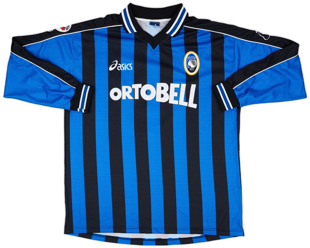2000-01 Atalanta Match Issue Home L/S Shirt Rossini #9