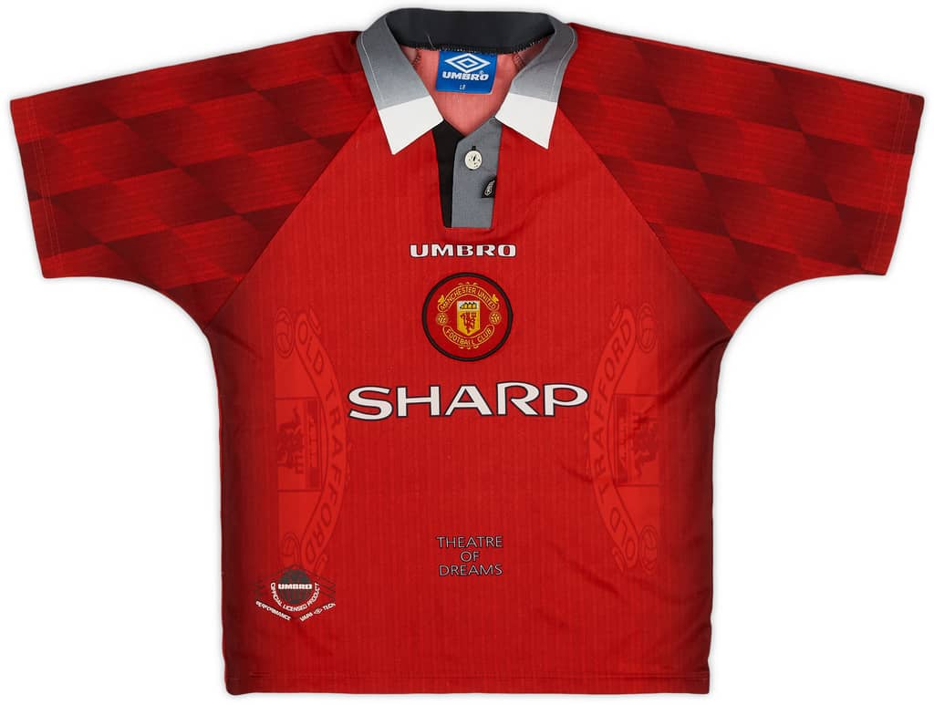 1996-98 Manchester United Home Shirt - 8/10 - (L.Boys)