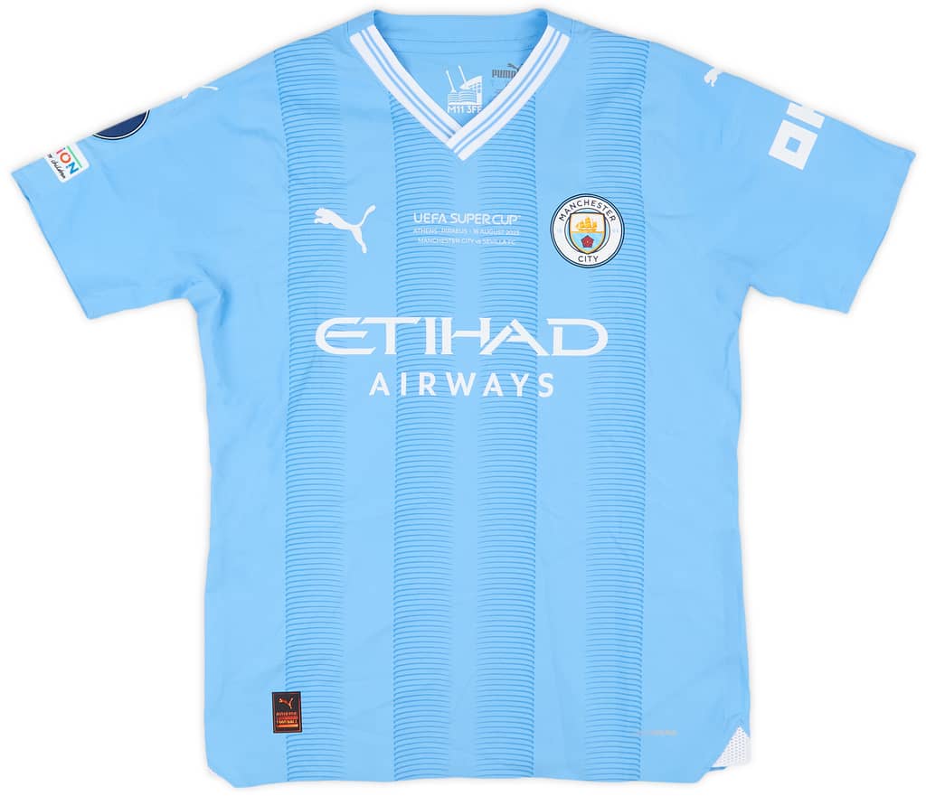 2023-24 Manchester City Match Issue Super Cup Home Shirt J. Alvarez #19