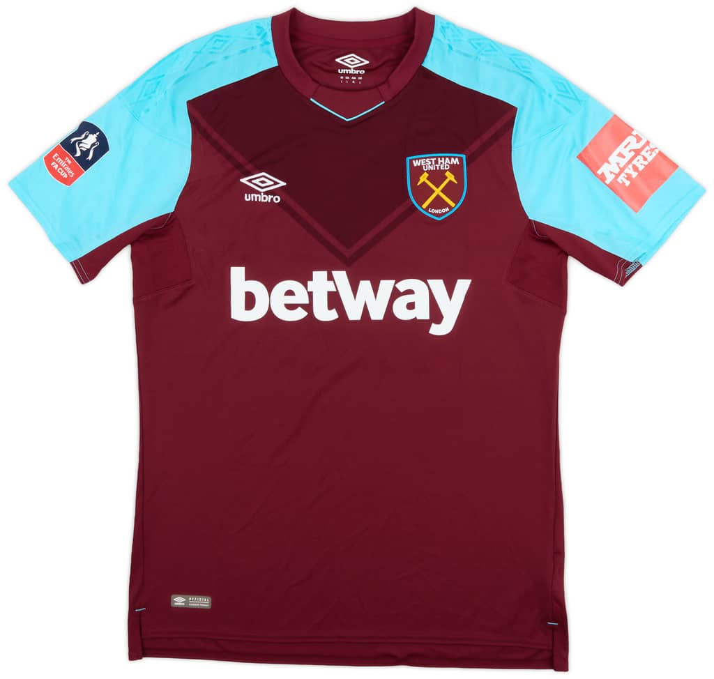 2017-18 West Ham FA Cup Match Issue Home Shirt Collins #19