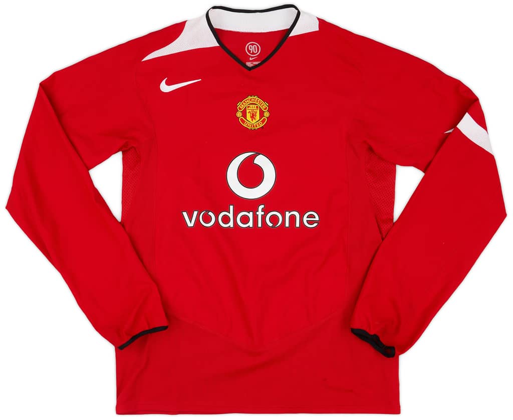 2004-06 Manchester United Home L/S Shirt Smith #14 - 8/10 - (L)