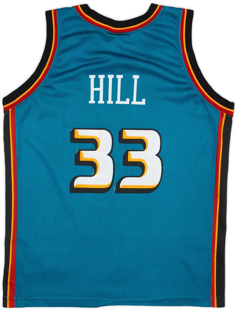 1996-00 Detroit Pistons Hill #33 Champion Away Jersey - 9/10 - (XL.Boys)