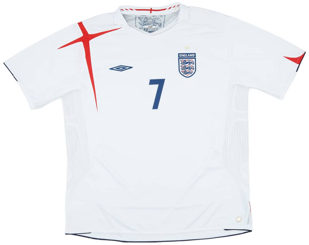 2005-07 England Home Shirt Beckham #7 - 7/10 - (XXL)
