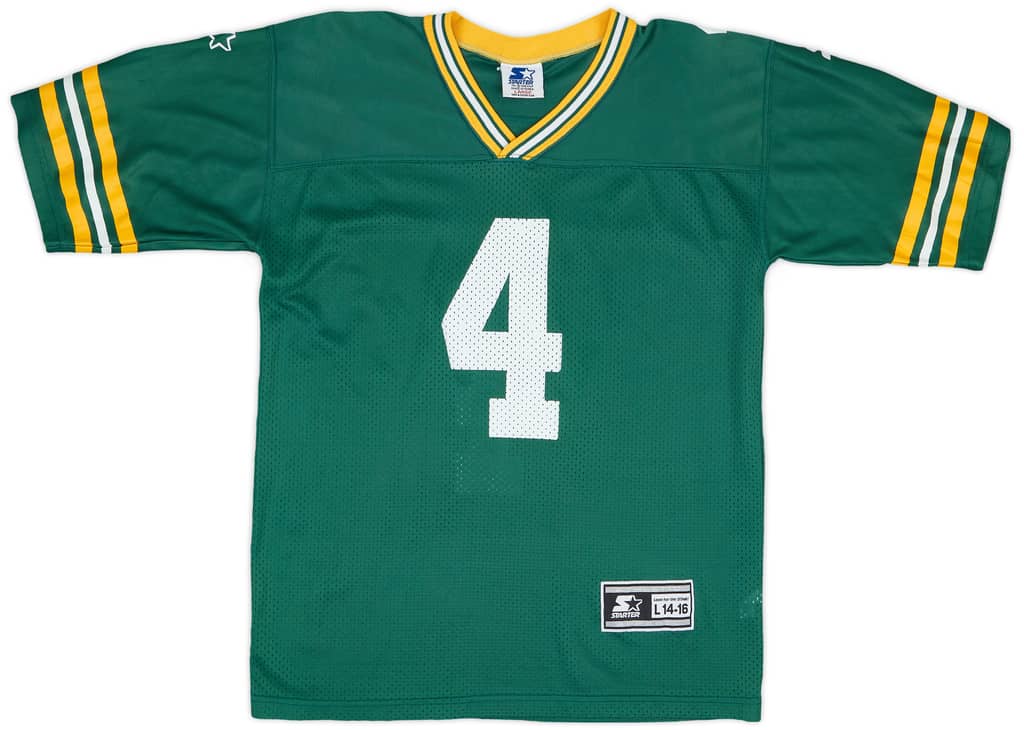 1997-98 Green Bay Packers Favre #4 Starter Home Jersey - 6/10 - (L.Boys)