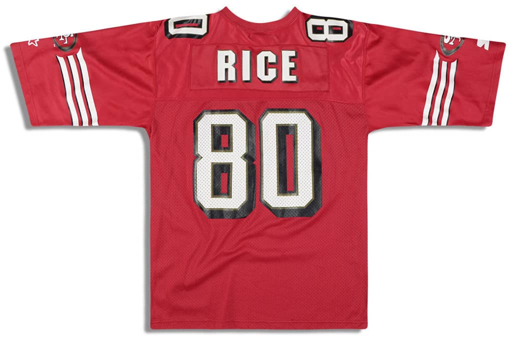 1996-00 San Francisco 49ers Rice #80 Starter Jersey (Home) XL
