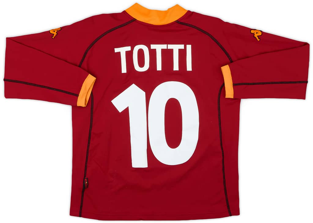 2001-02 Roma Home L/S Shirt Totti #10 - 8/10 - (M)