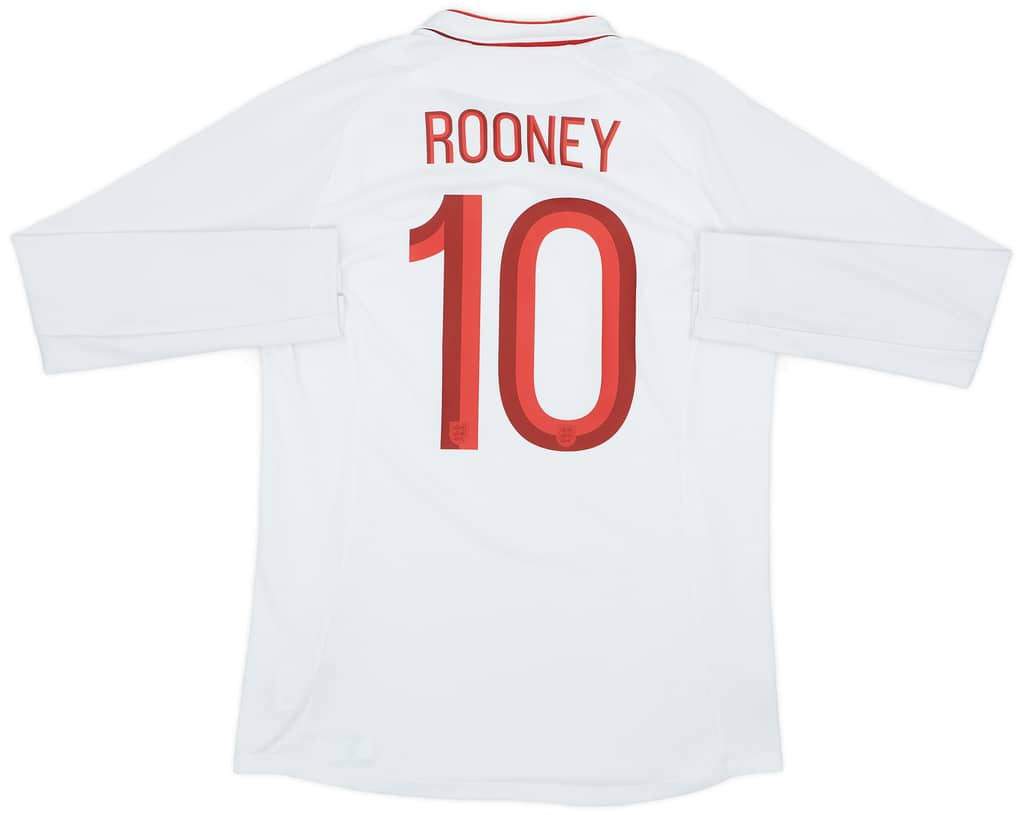2012-13 England Home L/S Shirt Rooney #10 - 8/10 - (M)