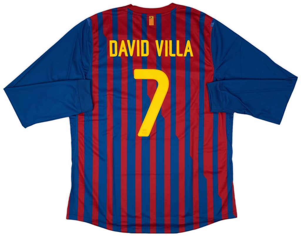 2011-12 Barcelona Player Issue Home L/S Shirt David Villa #7 (XXL)