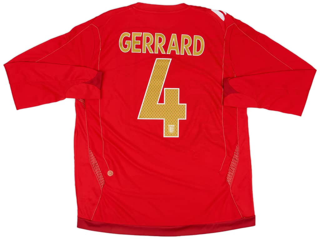 2006-08 England Away L/S Shirt Gerrard #4 - 9/10 - (XL)