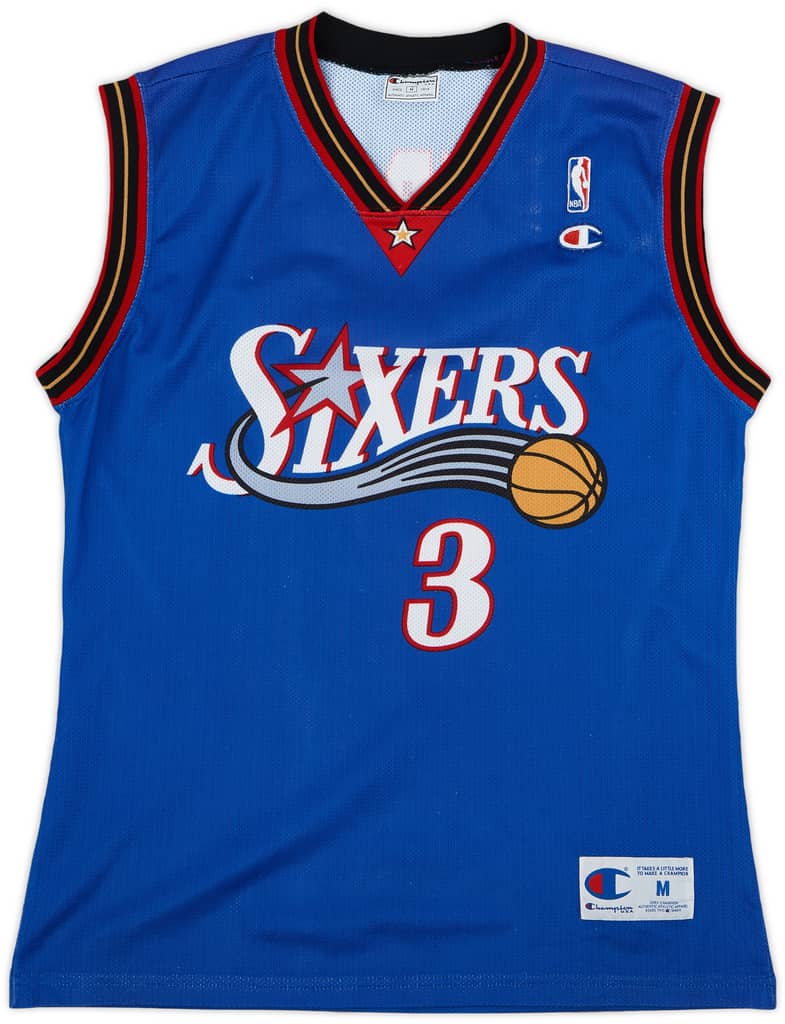 1999-00 Philadelphia 76ers Iverson #3 Champion Alternate Jersey - 8/10 - (M)