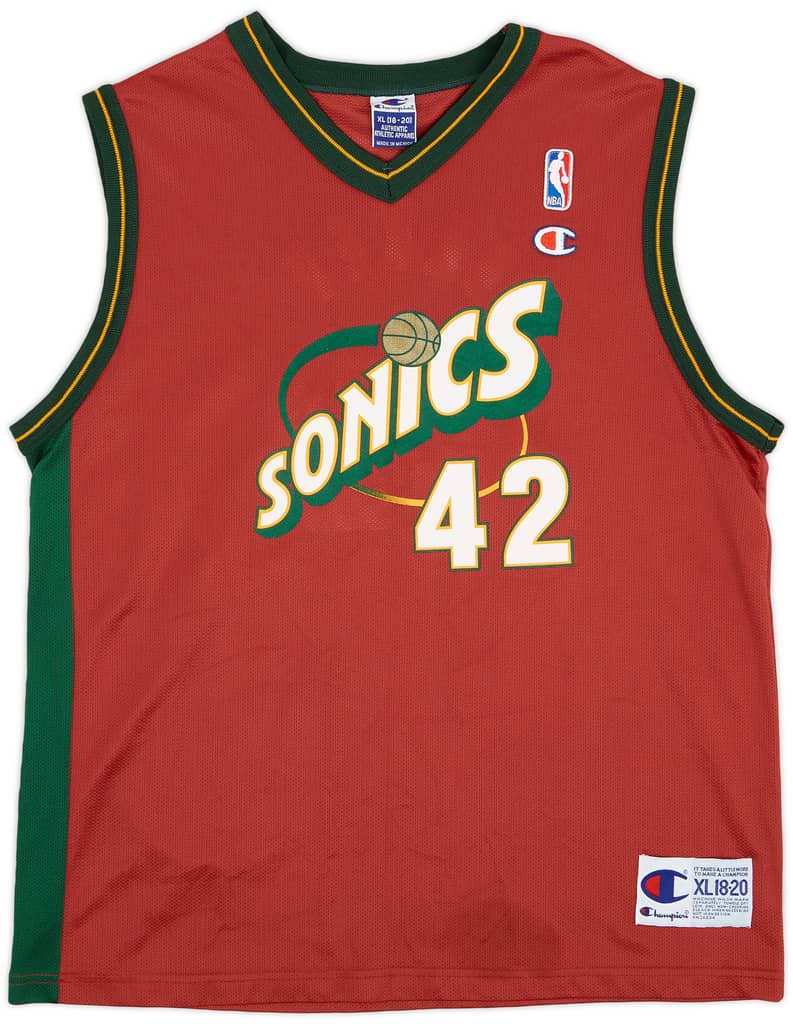1999-01 Seattle Supersonics Baker #42 Champion Alternate Jersey - 9/10 - (XL.Boys)