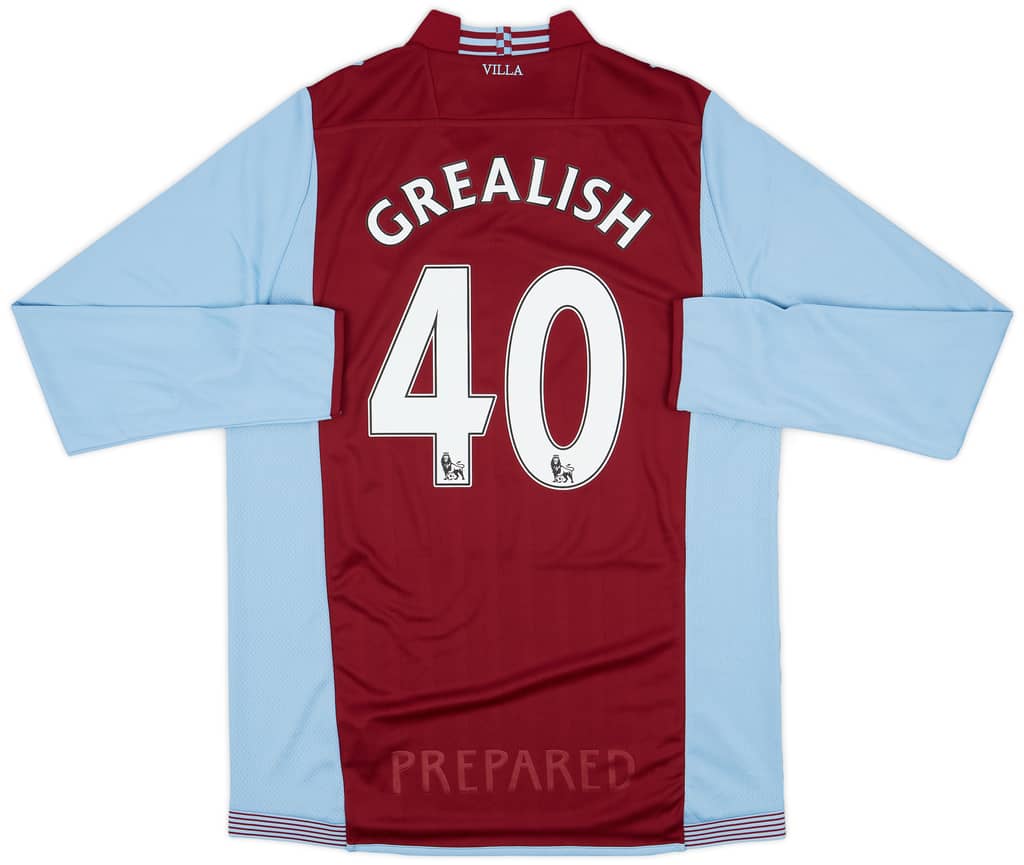 2013-14 Aston Villa Home L/S Shirt Grealish #40 - 9/10 - (XXL)