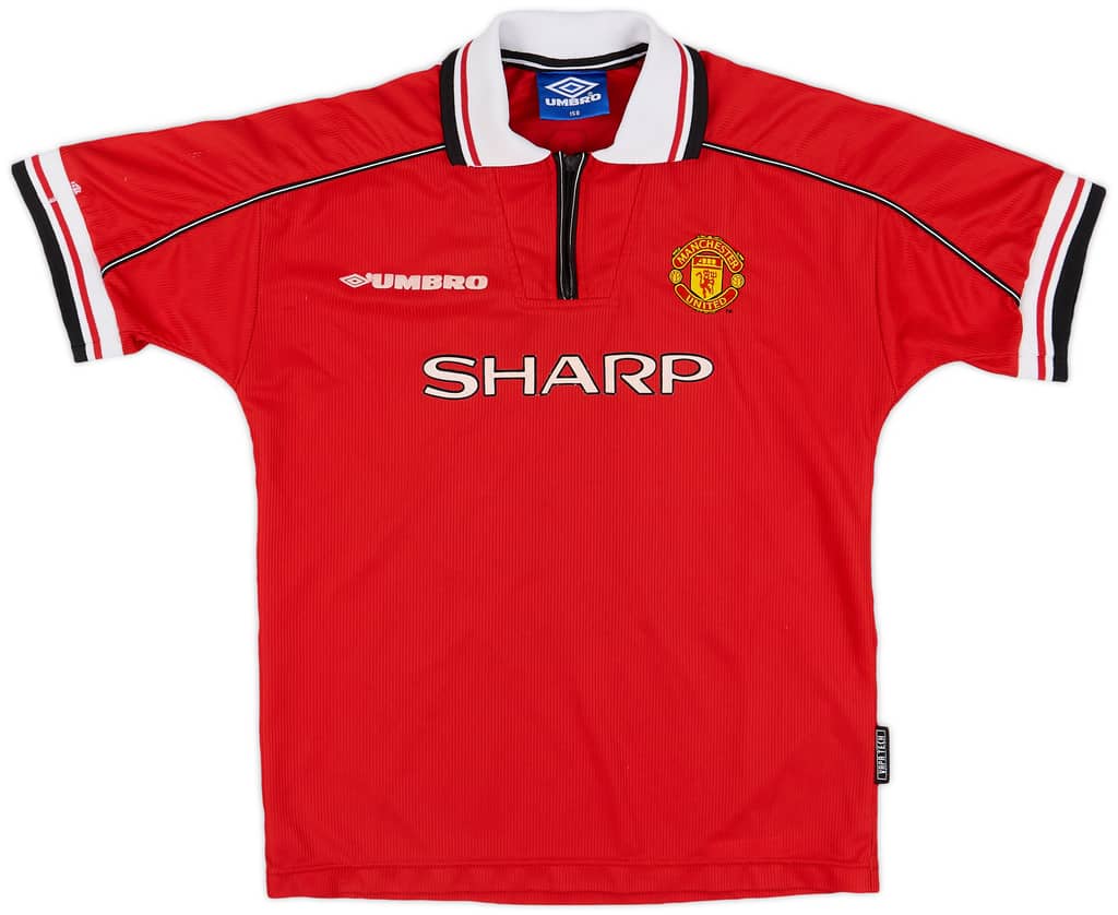 1998-00 Manchester United Home Shirt Yorke #19 - 7/10 - (L.Boys)