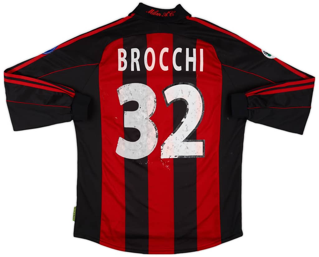 2001-02 AC Milan Match Issue Home L/S Shirt Brocchi #32