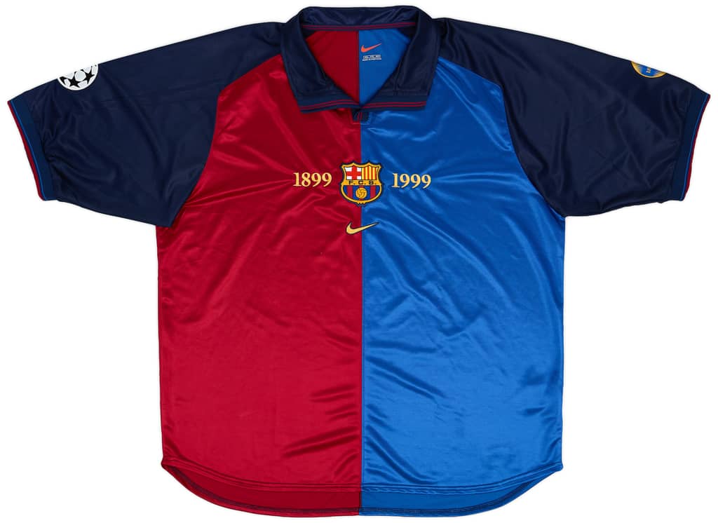 1999-00 Barcelona Match Issue Champions League Centenary Home Shirt Déhu #3