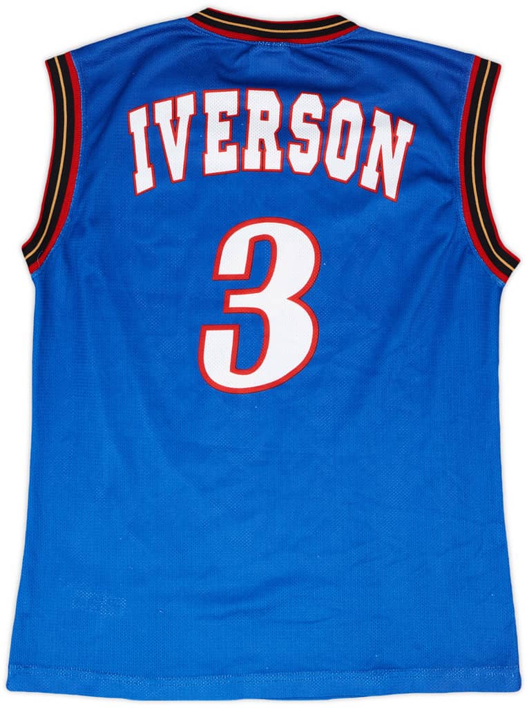 1999-00 Philadelphia 76ers Iverson #3 Champion Alternate Jersey - 9/10 - (S)