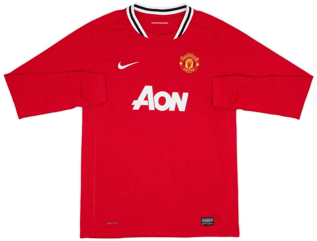 2011-12 Manchester United Home L/S Shirt - 9/10 - (XL.Boys)
