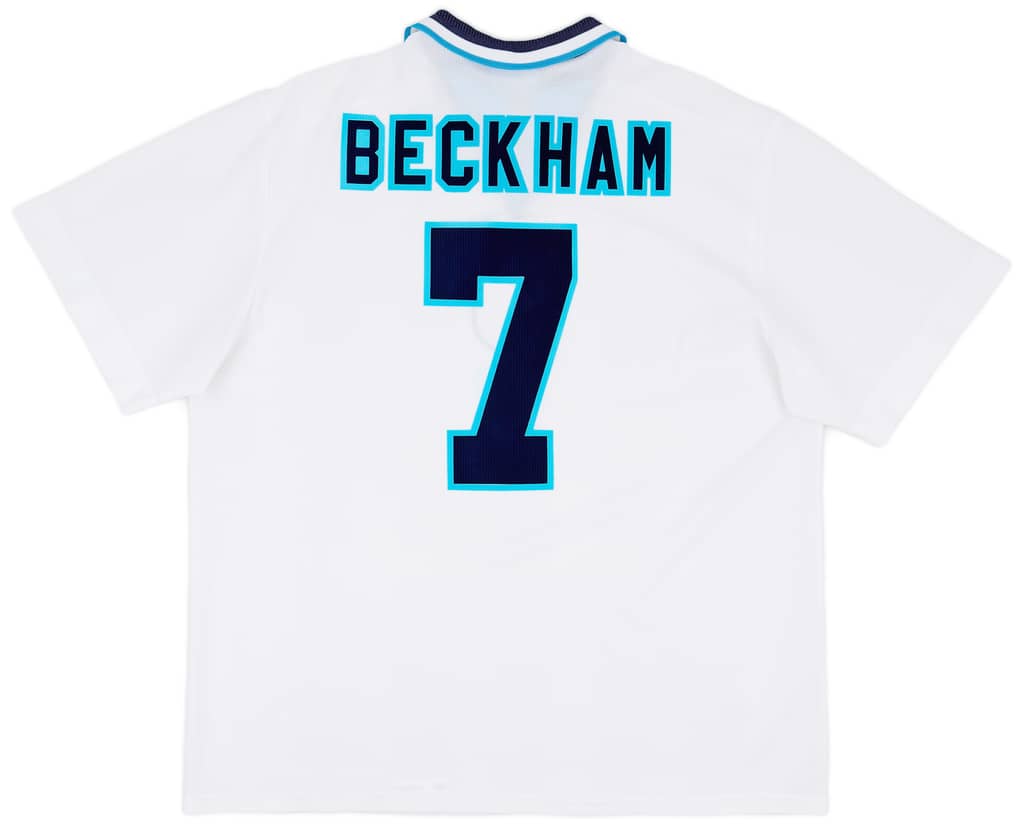 1995-97 England Home Shirt Beckham #7 - 9/10 - (XL)