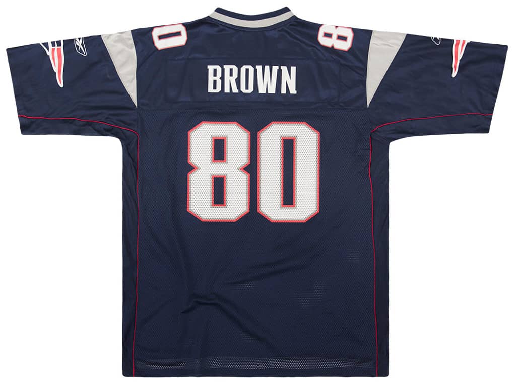 2002-04 New England Patriots Brown #80 Reebok On Field Jersey (Home) XXL
