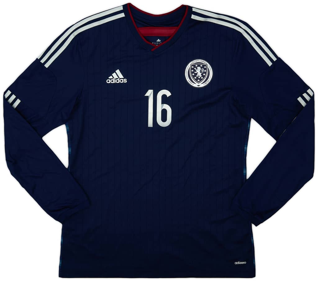2014-15 Scotland Player Issue Home L/S Shirt #16 - 9/10 - (L)