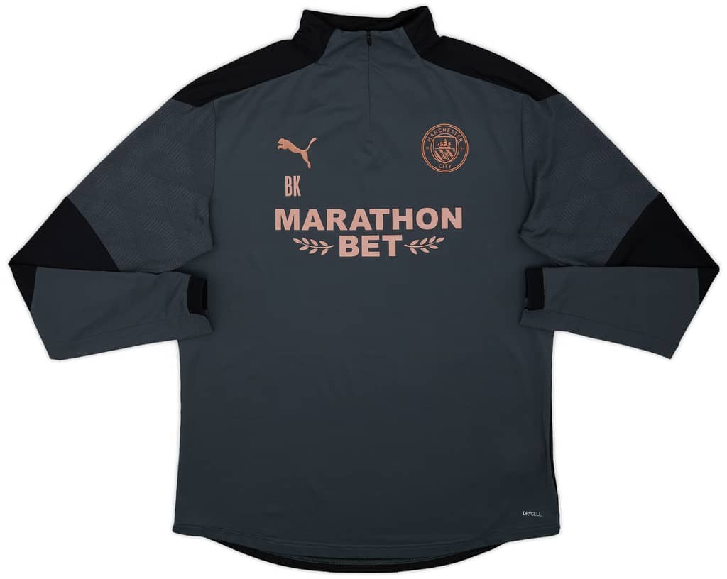 2019-20 Manchester City Staff Issue Puma 1/4 Zip Drill Top BK - 8/10 - (XL)