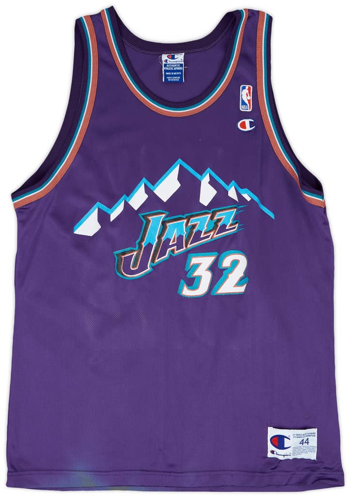 1996-02 Utah Jazz Malone #32 Champion Away Jersey - 5/10 - (L)