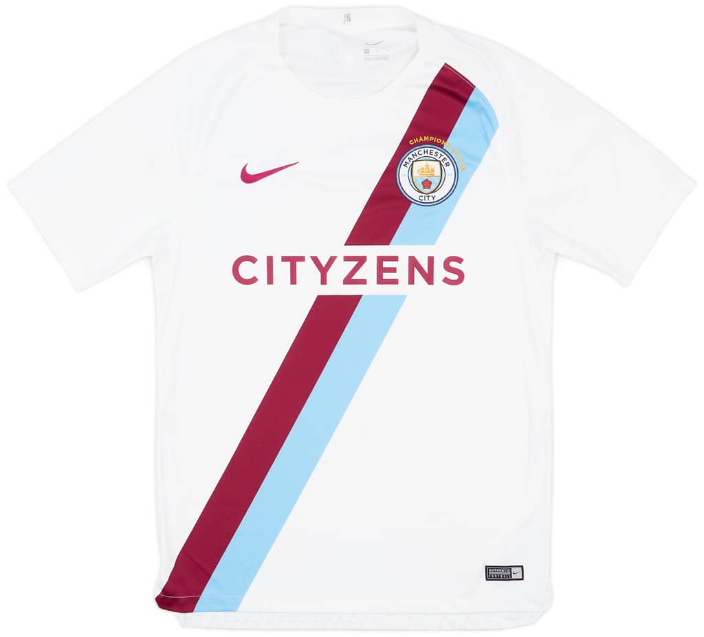 2017-18 Manchester City Player Worn 'Champions' Pre-Match Shirt #18 (Delph)