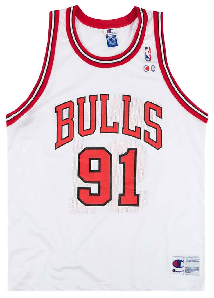 1995-98 Chicago Bulls Rodman #91 Champion Jersey (Home) L