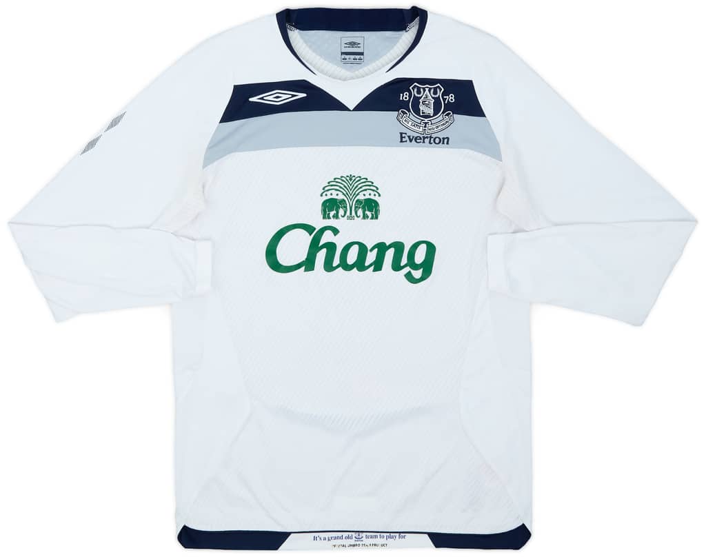 2008-09 Everton Away L/S Shirt Baines #3 - 8/10 - (S)