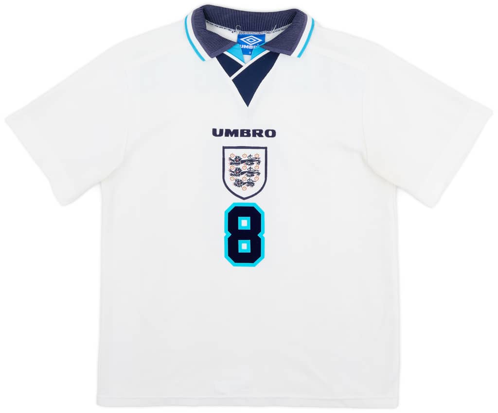 1995-97 England Home Shirt Gascoigne #8 - 8/10 - (M)