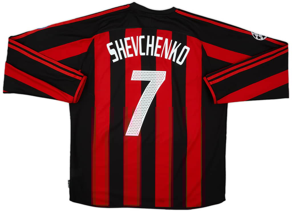 2003-04 AC Milan Home L/S Shirt Shevchenko #7 - 8/10 - (XL)
