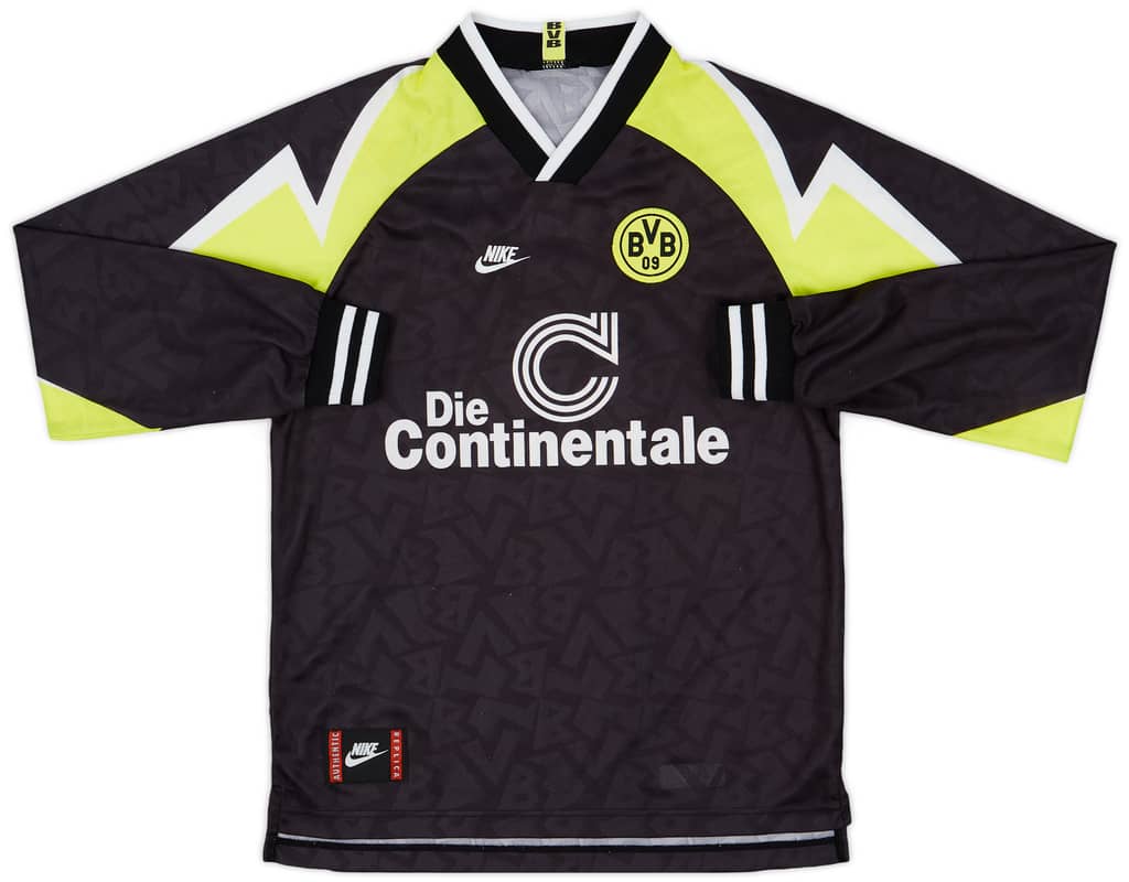 1995-96 Borussia Dortmund Deutscher Meister Away L/S Shirt - 8/10 - (XL.Boys)