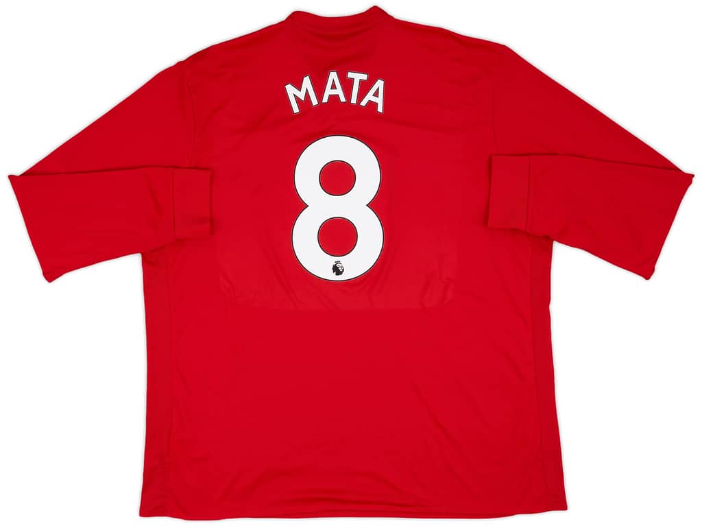 2017-18 Manchester United Home L/S Shirt Mata #8 - 8/10 - (XXL)