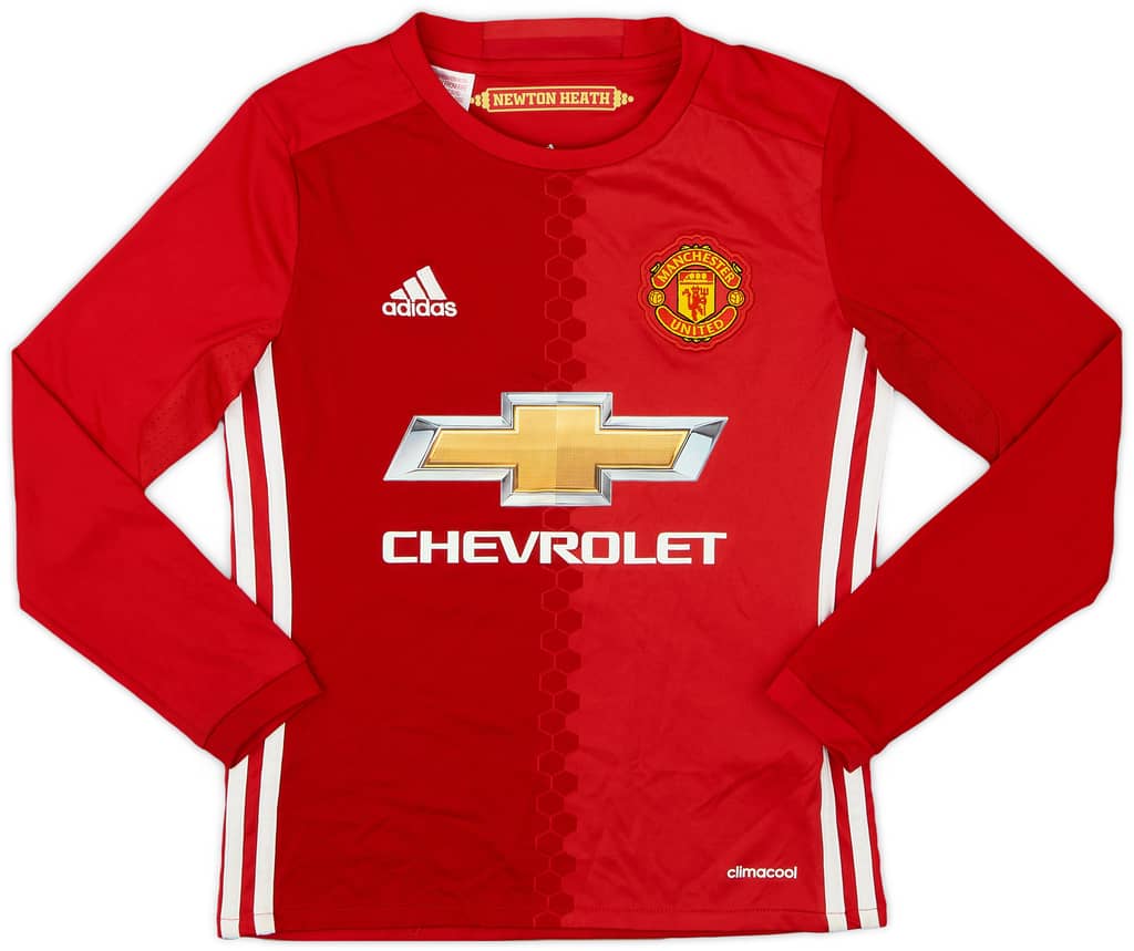 2016-17 Manchester United Home L/S Shirt - 7/10 - (S.Boys)
