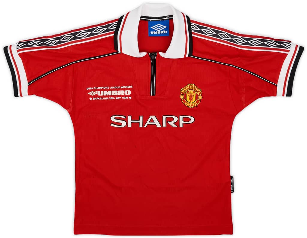 1998-00 Manchester United 'UEFA Champions League Winners' Home Shirt - 8/10 - (S.Boys)