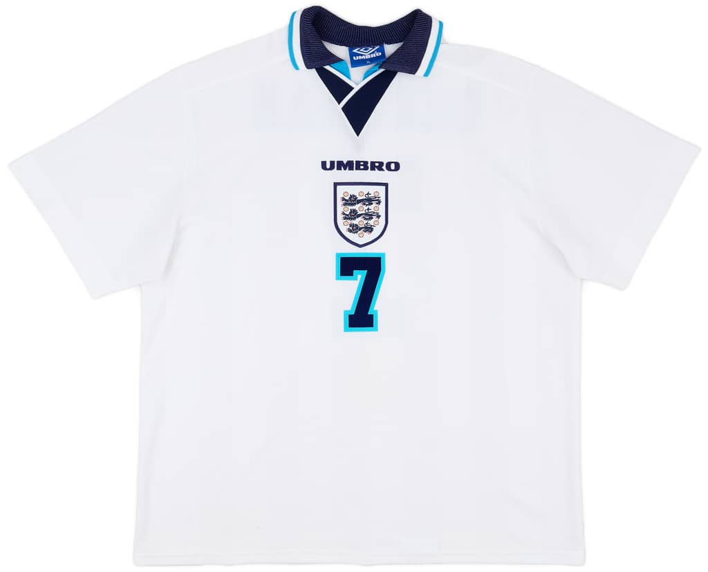 1995-97 England Home Shirt Beckham #7 - 9/10 - (XL)
