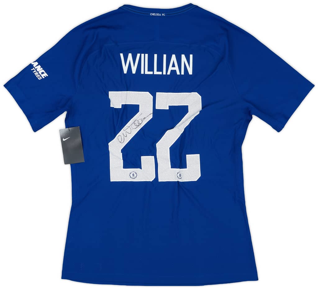 2017-18 Chelsea Player Issue Signed Home Shirt Willian #22