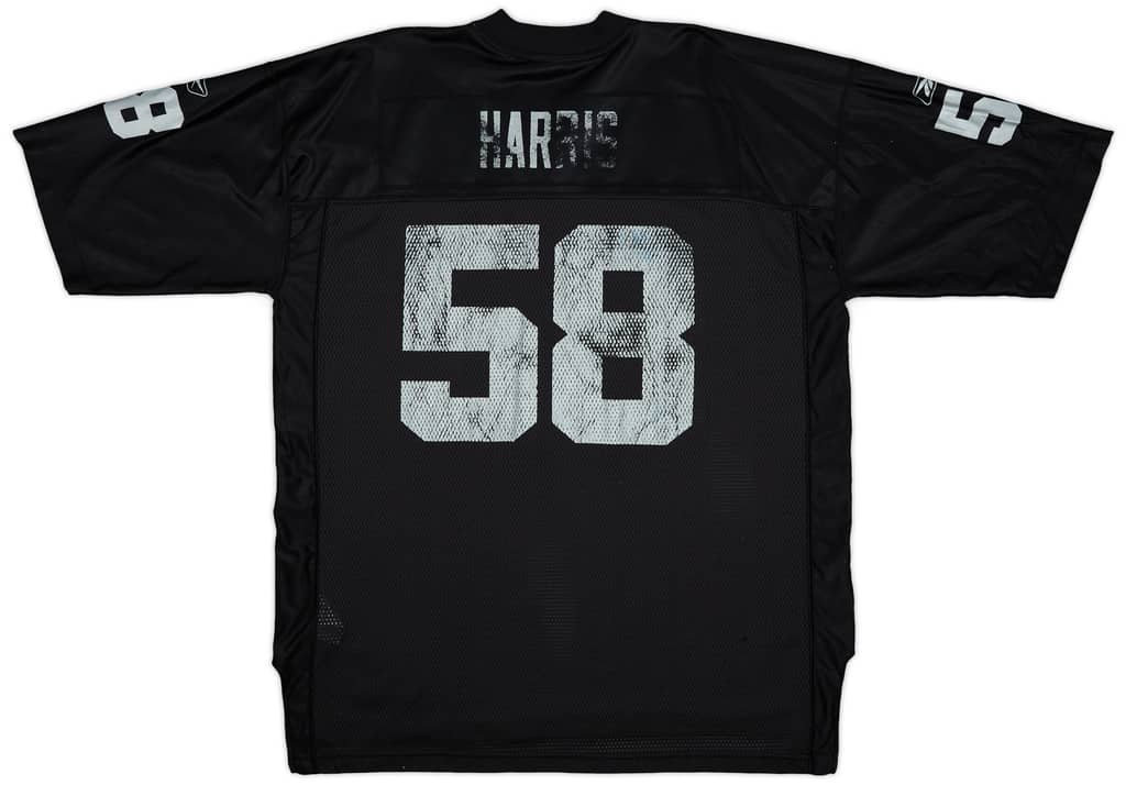 2002-04 Oakland Raiders Harris #58 Reebok On Field Home Jersey - 4/10 - (XL)