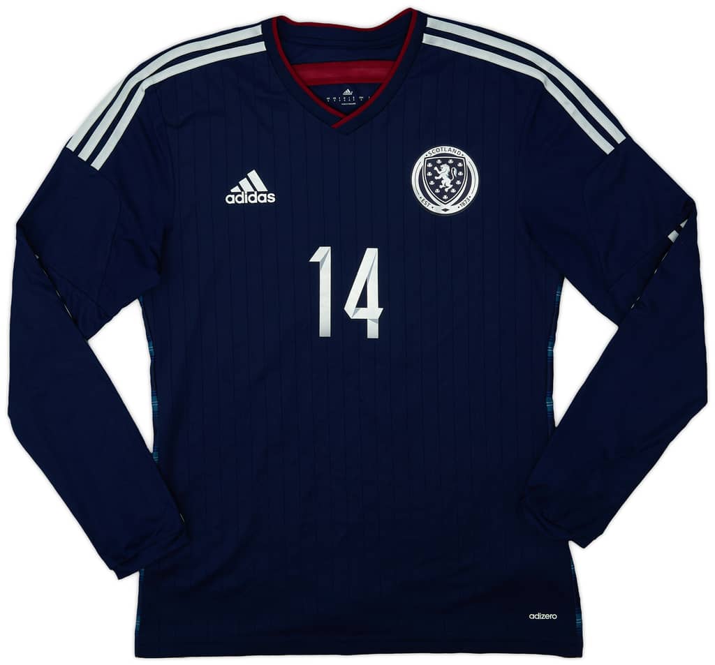 2014-15 Scotland Player Issue Home L/S Shirt #14 - 9/10 - (M)