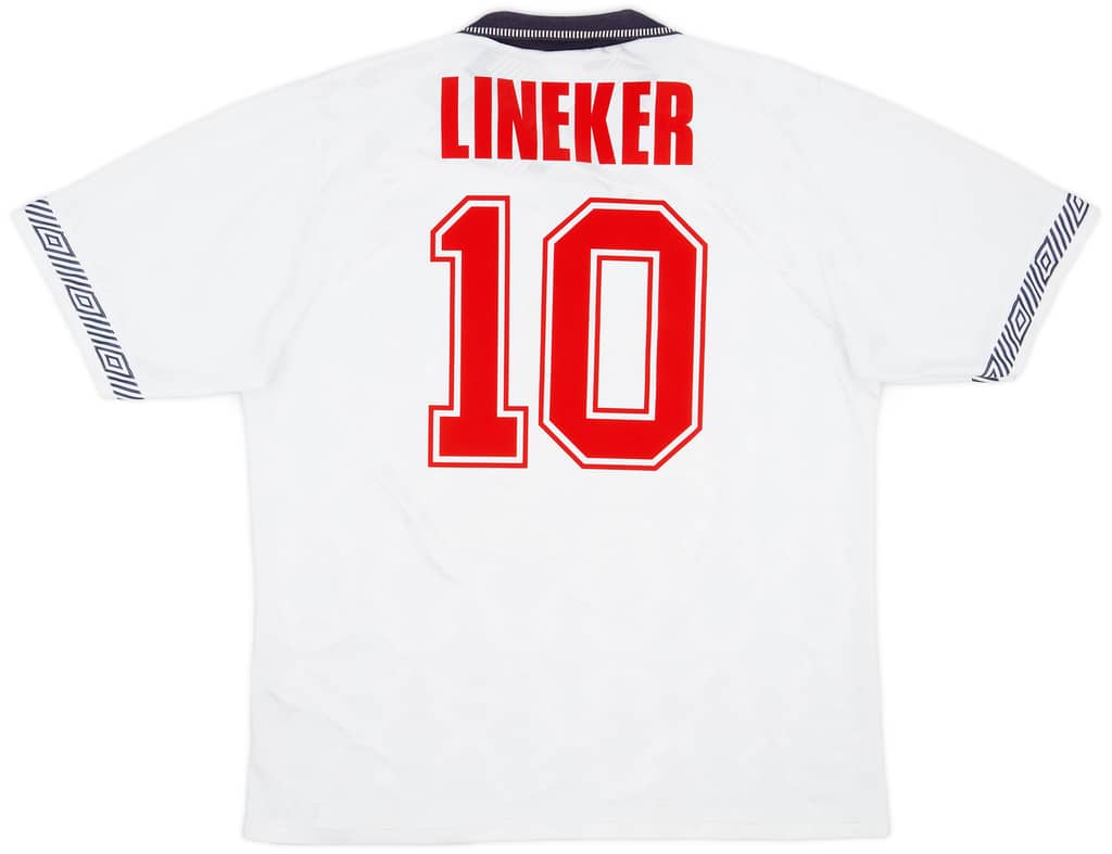 1990-92 England Home Shirt Lineker #10 - 8/10 - (L)
