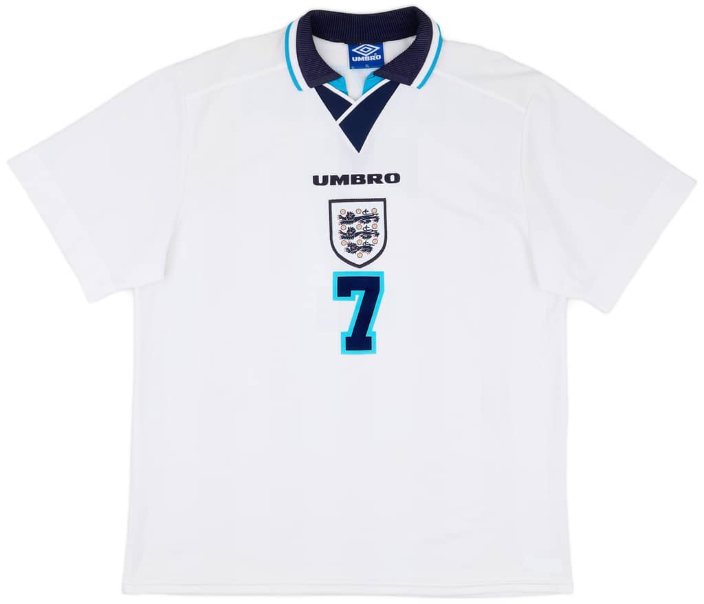 1995-97 England Home Shirt Beckham #7 - 8/10 - (XL)