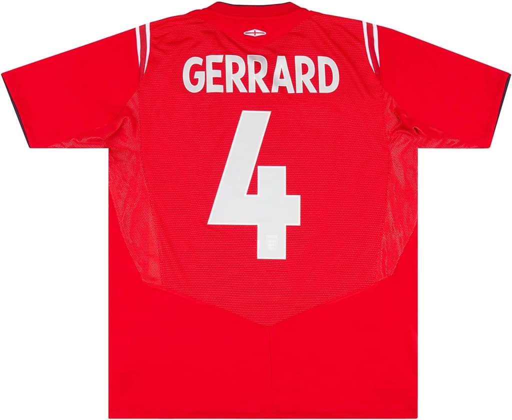 2004-06 England Away Shirt Gerrard #4 - 6/10 - (S)