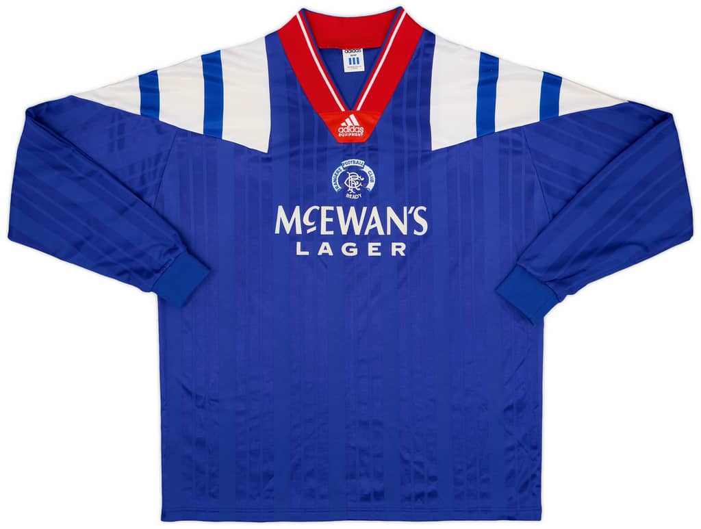 1992-94 Rangers Player Issue Home L/S Shirt - 8/10 - (L/XL)