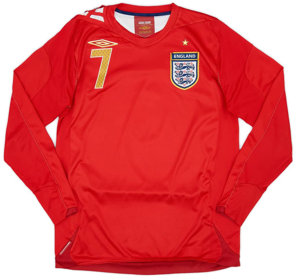 2006-08 England Away L/S Shirt Beckham #7 - 5/10 - (S)