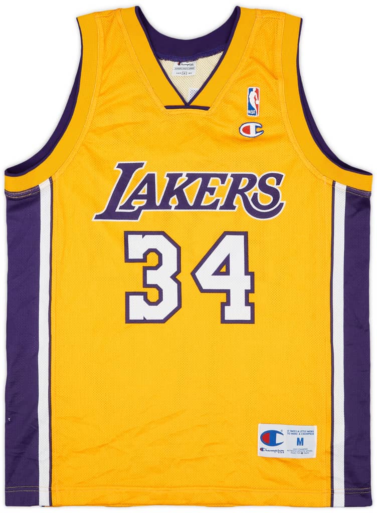 1999-04 LA Lakers O'Neal #34 Champion Home Jersey - 9/10 - (M)
