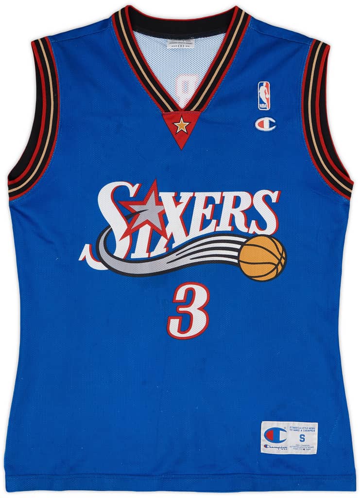 1999-00 Philadelphia 76ers Iverson #3 Champion Alternate Jersey - 8/10 - (S)