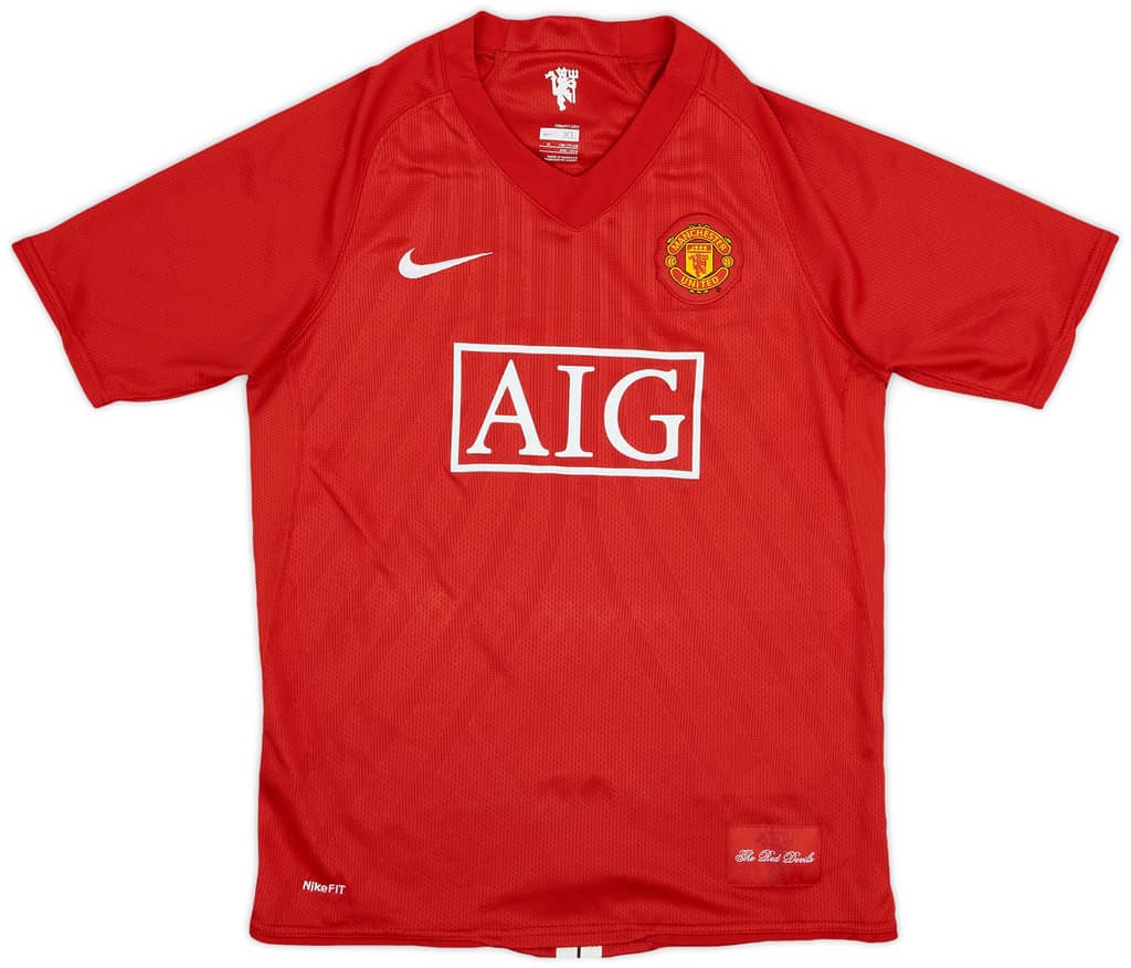 2007-09 Manchester United Home Shirt - 9/10 - (XL.Boys)