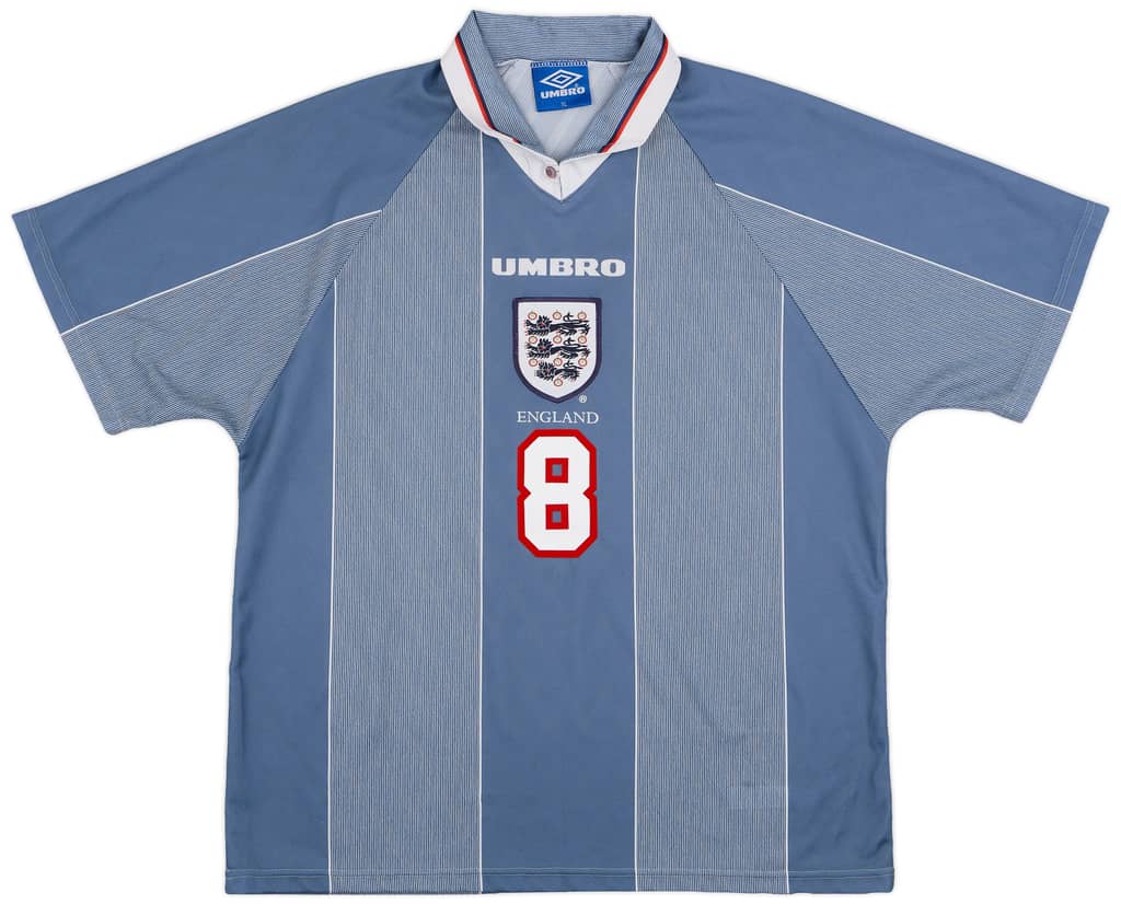 1996-97 England Away Shirt Gascoigne #8 - 9/10 - (XL)